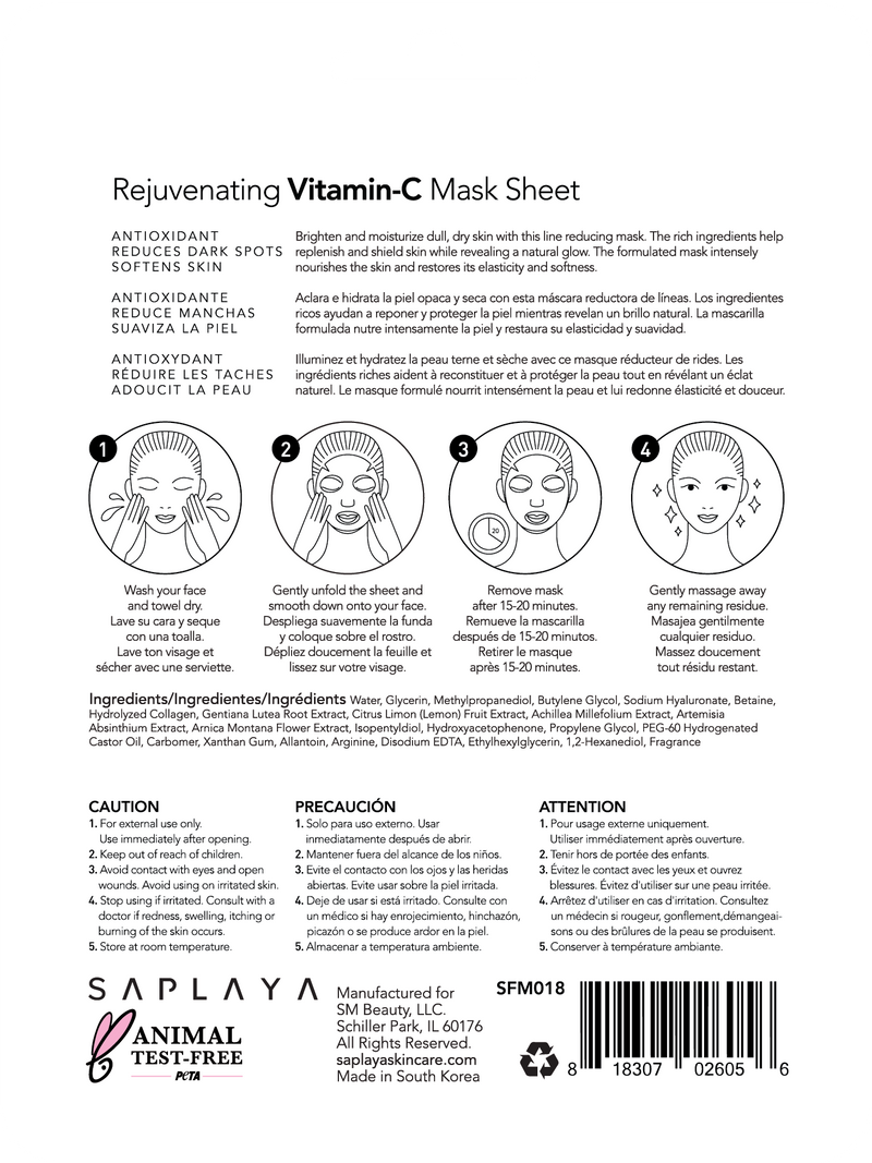 Saplaya - K-Beauty 10-pack Face Mask Sheets | Vitamin-C
