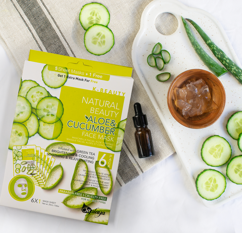 Saplaya - K-Beauty 6-pack Face Mask Sheets | Aloe & Cucumber