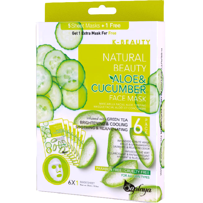 Saplaya - K-Beauty 6-pack Face Mask Sheets | Aloe & Cucumber