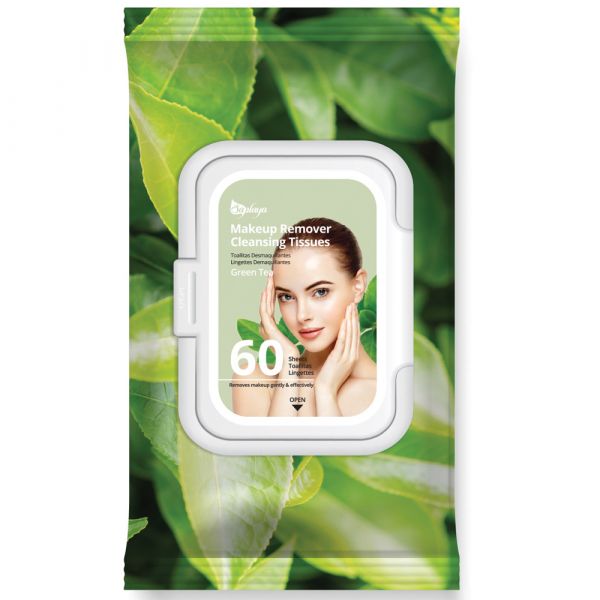 Green Tea Makeup Remover Cleansing Tissues (60 Sheets)